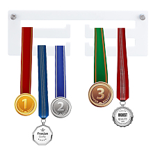 AHANDMAKER Medals Display Hanger Rack, 30cm Rectangle Acrylic Medal Holder Wall Mount Easy to Install Medal Display Holder Frame for All Sports Medals Soccer Running Race Dance Medals, White