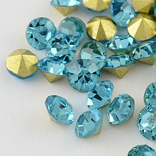 Honeyhandy Glass Pointed Back Rhinestone, Back Plated, Diamond, Aquamarine, 8~8.3mm, about 144pcs/gross