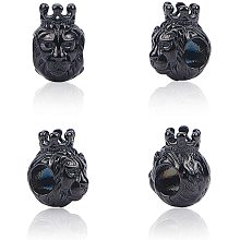 UNICRAFTALE 1pc Antique Silver Lion Head with Crown Beads Loose Beads Stainless Steel Spacer Beads for Jewelry Findings Bracelet Necklace Making 13x9x11mm, Hole 4.5mm