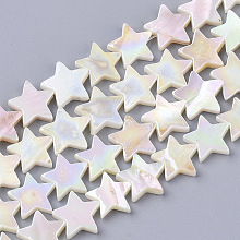 ARRICRAFT Freshwater Shell Beads Strands, AB Color Plated, Undyed, Star, Creamy White, 12~13x12~13x3mm, Hole: 0.9mm, about 38~40pcs/strand, 15.33 inches(38.95cm)