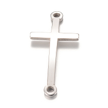 Honeyhandy 201 Stainless Steel Links connectors, Latin Sideways Cross, Stainless Steel Color, 24.5x11.5x1mm, Hole: 1.5mm