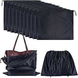 NBEADS 12 Pcs Dust Bags for Handbags, Imitation Silk Storage Bags Portable Drawstring Pouch Cloth Travel Bags for Handbags Purses Shoes Boots, Black 15.6×19.7 Inch(39.7x50cm)