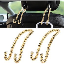 OLYCRAFT 2Pcs Golden Pearl Car Hook Hanger Car Seat Headrest Hooks Portable Pearl Car Hook Car Hangers Organizer with Pearl Beads for Purses Grocery Bag Keys Handbag Decorations Organizer