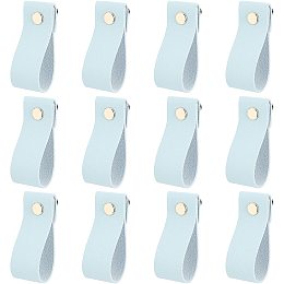 GORGECRAFT 12PCS Leather Drawer Pulls Handmade Cabinet Door Wardrobe Handle for Kitchen Bathroom Cabinets Cupboards Wardrobe Dresser, Blue