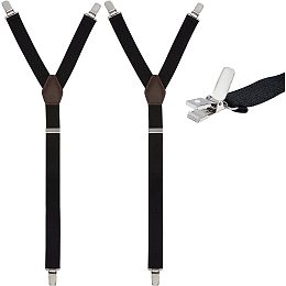 GORGECRAFT Y-Shape Adjustable Elastic Garter Straps Sock Non-Slip Clamps Mens Shirt Stays Military Shirt Stays Stirrup Style with Iron Clip for Police Uniforms (Black)