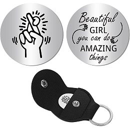 CREATCABIN Hand Pocket Hug Token Long Distance Relationship Keepsake Keychain Stainless Double Sided Coin with Leather Clip Keychain for Women Daughter 1.2Inch-Beautiful You Can Do Amazing Things