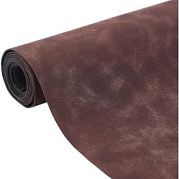 BENECREAT 59x13.7 Inches Suede Leather, Frosted Faux Leather Roll Brown Soft Faux Suede PU Suede Sheets Leatherette Fabric for DIY Projects, Photography Background Decorations