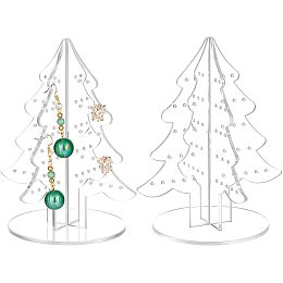 PandaHall Elite 120 Holes Earring Organizer Acrylic Earring Holder Christmas Tree Earring Display Stands Tabletop Jewelry Organizer Stand Stud Earring Stand for Selling Retail Show Personal 2 Sets