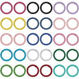 BENECREAT 30PCS 15 Colors Metal Spring O Ring, 33mm Round Spring Snap Clip Hook Circle Connector for Bags Purses Key Chains Crafts Jewelry Making, 2pcs/Color