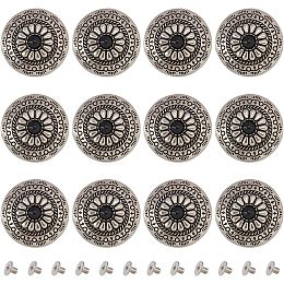 GORGECRAFT 1 Box 12PCS Screw Back Buttons 30mm Round Shape Conchos Black Artificial Turquoise Vintage Buttons Sunflower Decorative Screws Rivets Buckles Replacement Buttons for DIY Leather Craft Decor