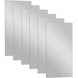 BENECREAT 6pcs Aluminium Metal Sheet, 6x12 inch Rectangle Flat Plain Plate with Protective Film for Decoration, Packaging, Construction