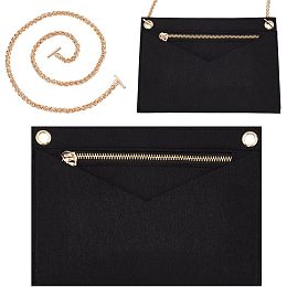 WADORN 1 Set Purse Organizer Insert Conversion Kit with Gold Chain, Felt Envelope Bag Organizer Insert Women Clutches Bag Insert Inner Pouch Accessories for YSL UPTOWN Pochette, Black