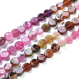 Honeyhandy Natural Tourmaline Beads Strands, Flat Round, 5~6x2.5~3.5mm, Hole: 0.8mm, about 72pcs/strand, 15.67 inch(39.8cm)