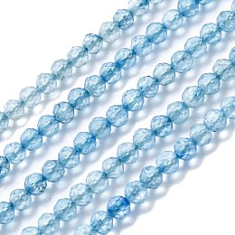 Honeyhandy Natural Topaz Crystal Beads Strands, Faceted, Round, 3mm, Hole: 0.5mm, about 147pcs/strand, 15.35 inch(39cm)