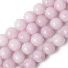 Honeyhandy Natural Quartz Beads Strands, Dyed & Heated, Imitation Kunzite Color, Round, Plum, 10mm, Hole: 1.2mm, about 38pcs/Strand, 14.96 inch(38cm)