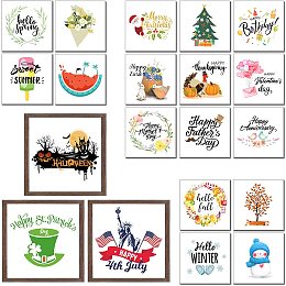 FINGERINSPIRE Festivals Wall Decor Signs with 20 Interchangeable Designs Pictures, 3pcs Wood Picture Frame with Acrylic Sheets–7.09 x 7.09inch Perfect for Festivals Home Indoor Decoration