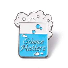 Honeyhandy Word Science Matters Enamel Pin, Chemistry Bottle Alloy Badge for Teachers' Day, Gunmetal, Blue, 30.5x24x1.5mm, Pin: 1mm