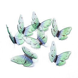 Arricraft Acrylic Pendants, 3D Printed, with Glitter Powder, Butterfly, Aquamarine, 36x40x4mm, Hole: 1.2mm