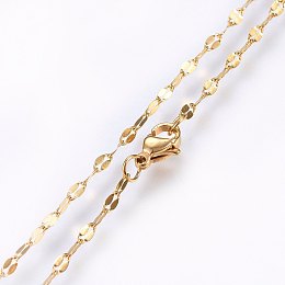 Honeyhandy 304 Stainless Steel Chain Necklaces, with Lobster Claw Clasps, Golden, 17.7 inch(45cm), 2x0.4mm, link: 4x2x0.4mm