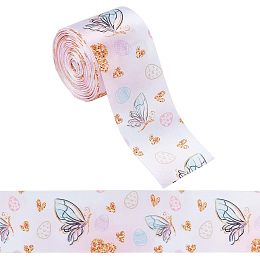 GORGECRAFT 10 Yards Printed Polyester Ribbon Wired Edge Butterfly Ribbons Spring Summer Fabric Craft Decorative Ribbon for DIY Crafts Gift Wrapping Party Decor Hair Bow Sewing