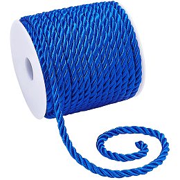 Pandahall Elite 5mm Decorative Twisted Rope Blue Polyester Twine Cord Rope String Thread Shiny Cord Choker Thread for Home Décor, Upholstery, Curtain Tieback, Honor Cord, 18mm/19 Yards