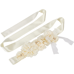 CRASPIRE Bridal Belt Pregnant Woman Pearl Flowers Sash Satin Evening Dress Belt White Sash Crystals Rhinestone Lace Bow Wedding Accessories Bridal Bridesmaid Belt Wedding Dress Accessories