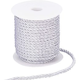 PandaHall Elite 5mm 3 Braided Cord Trim, 3-Ply Polyester Twisted Cord Shiny Cording Decorative Twine Cord Rope String for Home Décor, Embellish Costumes, Christmas Bag Drawstrings (59 Feet, Gainsboro)