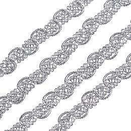 FINGERINSPIRE 25 Yards Metallic Braid Lace Trim, Leaf Pattern Silver Centipede Lace Ribbon Decorated Gimp Trim for Wedding Bridal, Costume or Jewelry, Crafts and Sewing 1/2"(12mm) x1.5mm