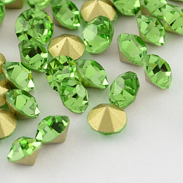 Honeyhandy Glass Pointed Back Rhinestone, Back Plated, Diamond, Peridot, 8~8.3mm, about 144pcs/gross