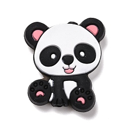 Honeyhandy Silicone Focal Beads, Panda, Pink, 29x24x7mm, Hole: 2.5mm