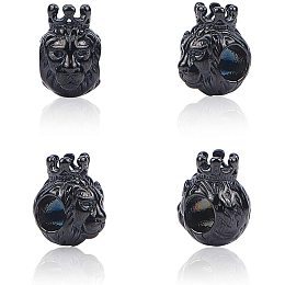 UNICRAFTALE 1pc Antique Silver Lion Head with Crown Beads Loose Beads Stainless Steel Spacer Beads for Jewelry Findings Bracelet Necklace Making 13x9x11mm, Hole 4.5mm