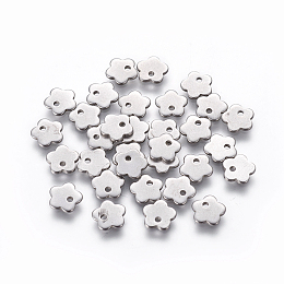 Honeyhandy 201 Stainless Steel Charms, Flower, Stainless Steel Color, 7x7x1mm, Hole: 1.2mm