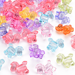 Honeyhandy Transparent Acrylic Beads, Horse, Mixed Color, 17x17x8mm, Hole: 2mm, about 720pcs/500g