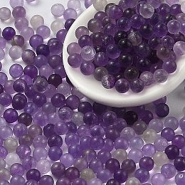 Honeyhandy Natural Amethyst Beads, No Hole, Round, 3mm