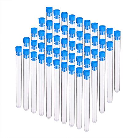 BENECREAT 30 Pack 15ml Clear Plastic Test Tubes Vial Tubes with Blue Stopper Caps for Jewelry Beads Crafts, Liquids and Scientific Experiments