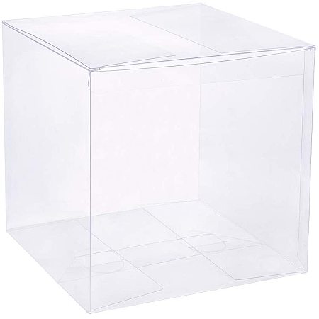 BENECREAT 10PCS Clear Wedding Favour Boxes 5.5x5.5x5.5 Square PVC Transparent Gift Boxes for Candy Chocolate Valentine
