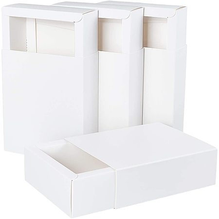 BENECREAT 20 Pack Kraft Paper Drawer Box 5x4.5x1.7 Festival Gift Wrapping Boxes Soap Jewelry Candy Weeding Party Favors Gift Packaging Boxes, White