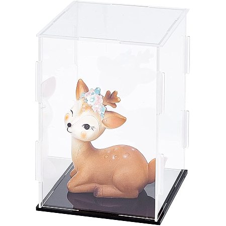GORGECRAFT Clear Acrylic Display Case Transparent Assemble Countertop Cube Organizer Stand Collectibles Box Rectangle Dustproof Protection Showcase for Action Figures Home Storage Toys, 4x4x5inches