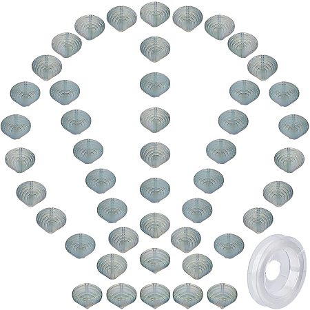 SUNNYCLUE 1 Box 100Pcs Frosted Electroplate Glass Shell Shape Beads Strands Rainbow Plated Sea Shell Jewellery Loose Spacer Bead with Yards Elastic Thread for DIY Earring Bracelet Making