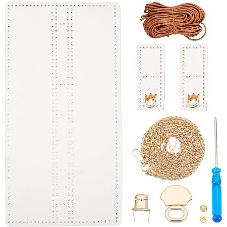 CHGCRAFT 1 Set DIY PU Leather Bag Knitting Kit Leather Knitting Crochet Bags Making Kit for DIY Craft Crossbody Craft, White