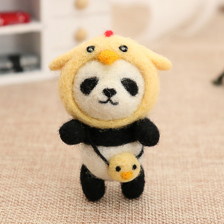 Honeyhandy Panda Wool Felt Needle Felting Kit with Instructions, Felting Needles Felting Kits for Beginners Arts, Yellow, 116x85mm