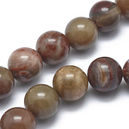 Honeyhandy Natural Petrified Wood Beads Strands, Round, 8mm, Hole: 1.2mm, about 47pcs/strand, 14.9 inch(38cm)