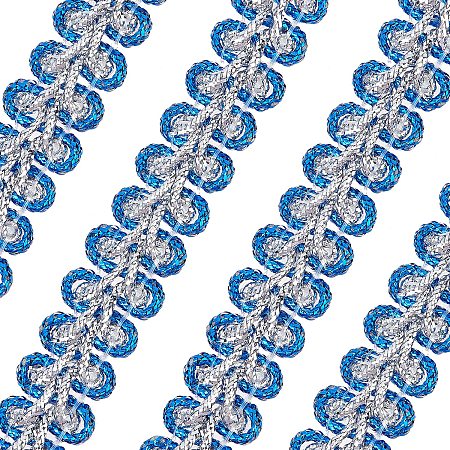 FINGERINSPIRE 15 Yards Metallic Braid Lace Trim Blue & Silver Sewing Centipede Braided Lace 3/8