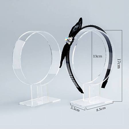 Honeyhandy Acrylic Hair Band Display Stands, Headband Single Hoop Holder, Headwear Organizer, Clear, 8.5x5.5x17cm, Inner Diameter: 13cm