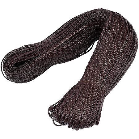 NBEADS 100 Meters Braiding String, Braided Leather Strip Flat Braided Leather Jewelry Craft Cord for Jewelry Making, Black