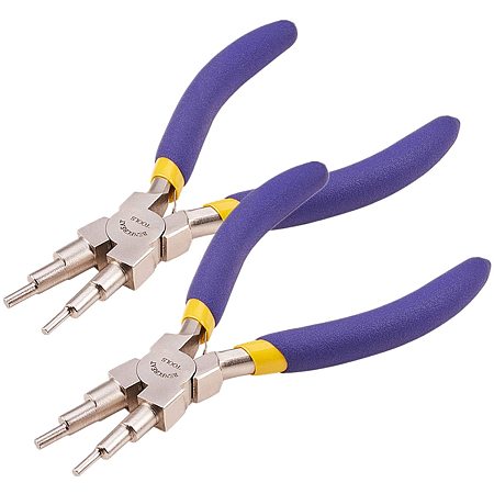 BENECREAT 2 Packs 6 in 1 Bail Making Pliers Wire Looping Forming Pliers with Non-Slip Comfort Grip Handle for 3mm to 10mm Loops and Jump Rings