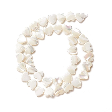 Honeyhandy Natural Trochid Shell/Trochus Shell Beads, Peach Heart, Seashell Color, 10x10x2.5~3mm, Hole: 1mm, about 40pcs/strand, 15.75 inch(40cm)