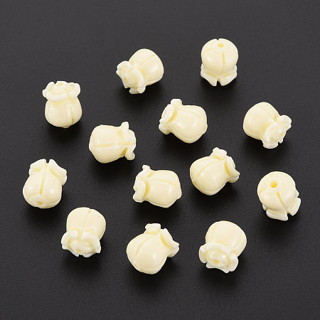 Honeyhandy Shell Beads, Dyed, Flower, Lemon Chiffon, 9x7.8mm, Hole: 1.2mm