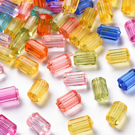ARRICRAFT Transparent Acrylic Beads, Faceted, Polygon, Mixed Color, 9x5mm, Hole: 1.8mm, about 3496pcs/500g
