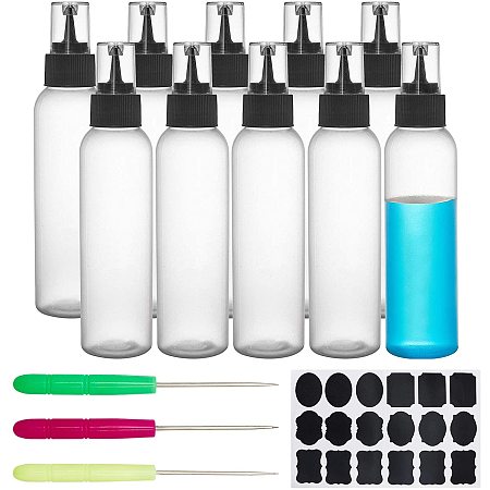 BENECREAT 18 Packs 2oz Squeeze Writer Bottles Applicator Bottles with Iron Needles and Sticker Labels for Cookie Cutters, Cake Decorating, Food Coloring & Royal Icing Supplies